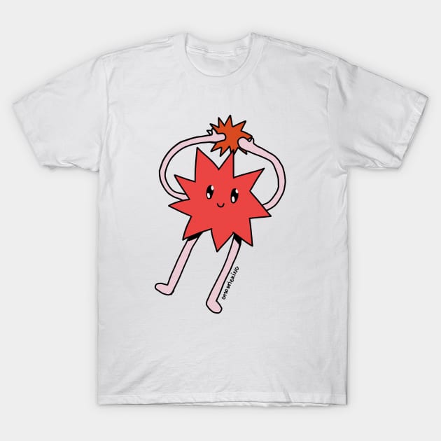 Silly Little Guy | Red Sticker Version T-Shirt by ghostieking